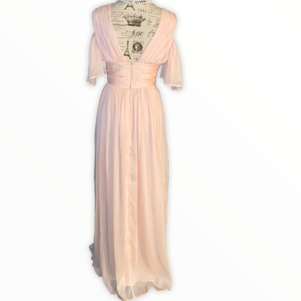 Prom French Connection soft peach Drape open Shoulder Dress - Picture 5 of 13
